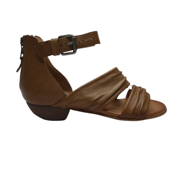 Miz Mooz Cassie Brown Leather Open Toe Strappy Heeled Sandals Womens 37 US 7 - Picture 3 of 14